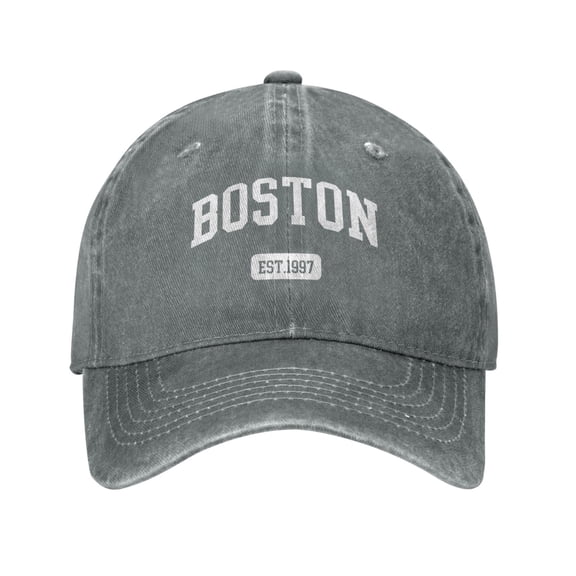 Boston EST.1997 Baseball Cap Vintage Soft Washed Denim,Golf Dad Hat Adjustable Trucker Hats for Men Women Unisex Adult,Gray