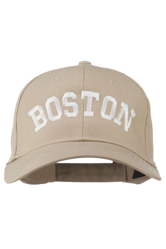 Boston Embroidered Solid Cotton Twill Cap - Khaki OSFM