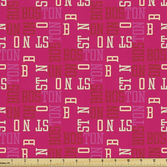 Ambesonne Boston Fabric by the Yard Upholstery, Upside down Letters, 10 Yards, Hot Pink Magenta