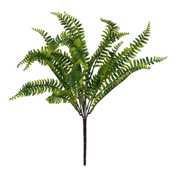 Boston Fern 19in Artificial Polysilk Faux Fake Greenery Grass Bush for Craft Home Garden Outdoor Bouquet Arrangement Ceremony Wedding Arch Floral Wall Aisle Decor (Green, Set of 2)