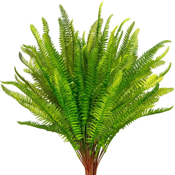 Boston Ferns Artificial Plants Green Faux Bush Plastic Greenery Bulk 4pcs