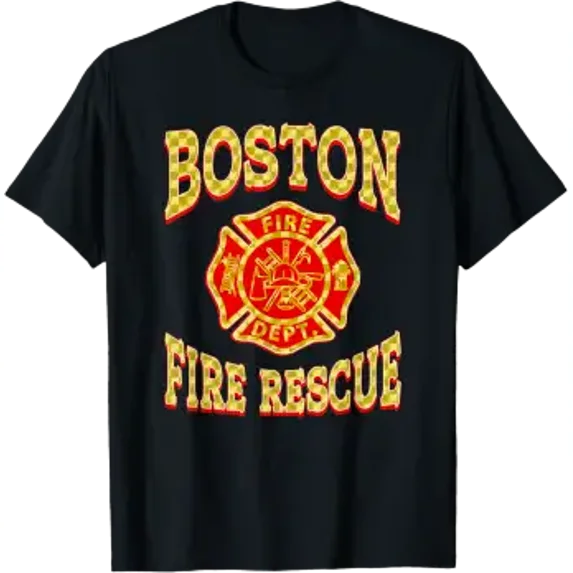 Boston Fire Department Engine Flag Firefighter Retro Career Gift T ...