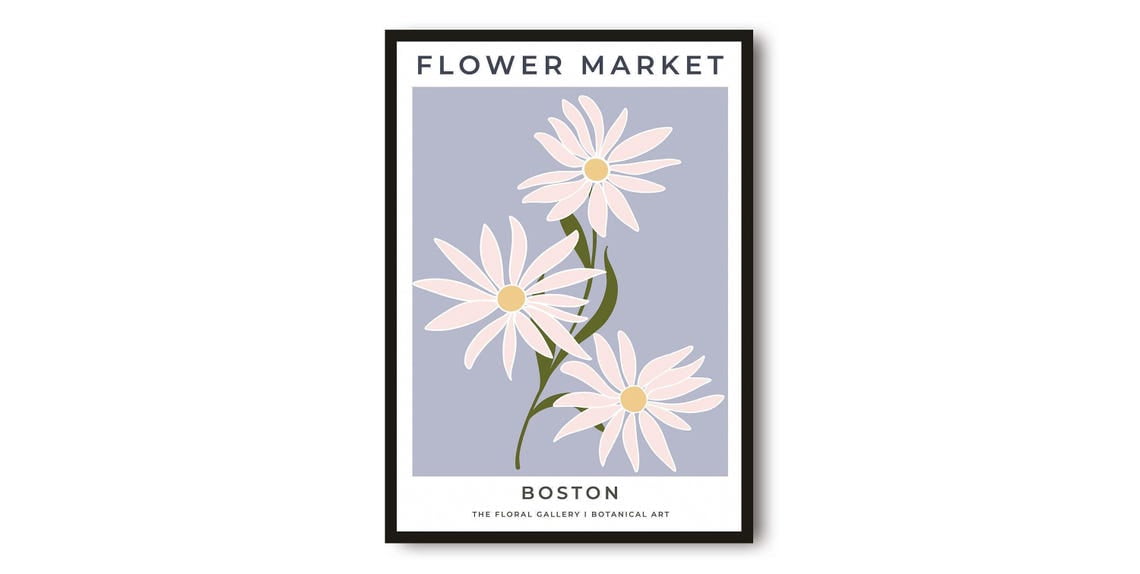 Boston Flower Market: Abstract Floral Wall Art Print, Botanical Bedroom ...