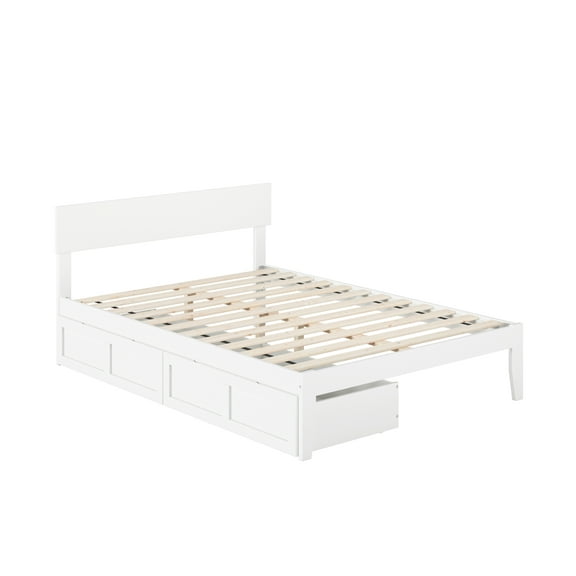 Boston Full Bed with 2 Drawers in White