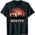 thumbnail image 1 of Boston Graphic T-Shirt Sunset Circle Design with Bold Text, 1 of 5