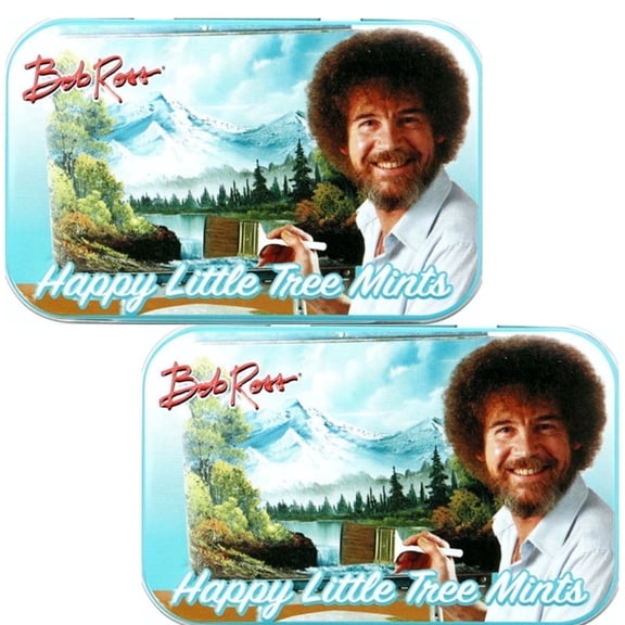 Bob Ross Happy Little Tree Mints, Peppermint Flavor, 2-Pack (3 oz Tins)