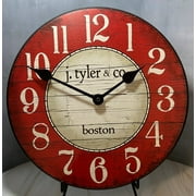 Boston Harbor Red Wall Clock | Beautiful Color, Silent Mechanism, Made in USA