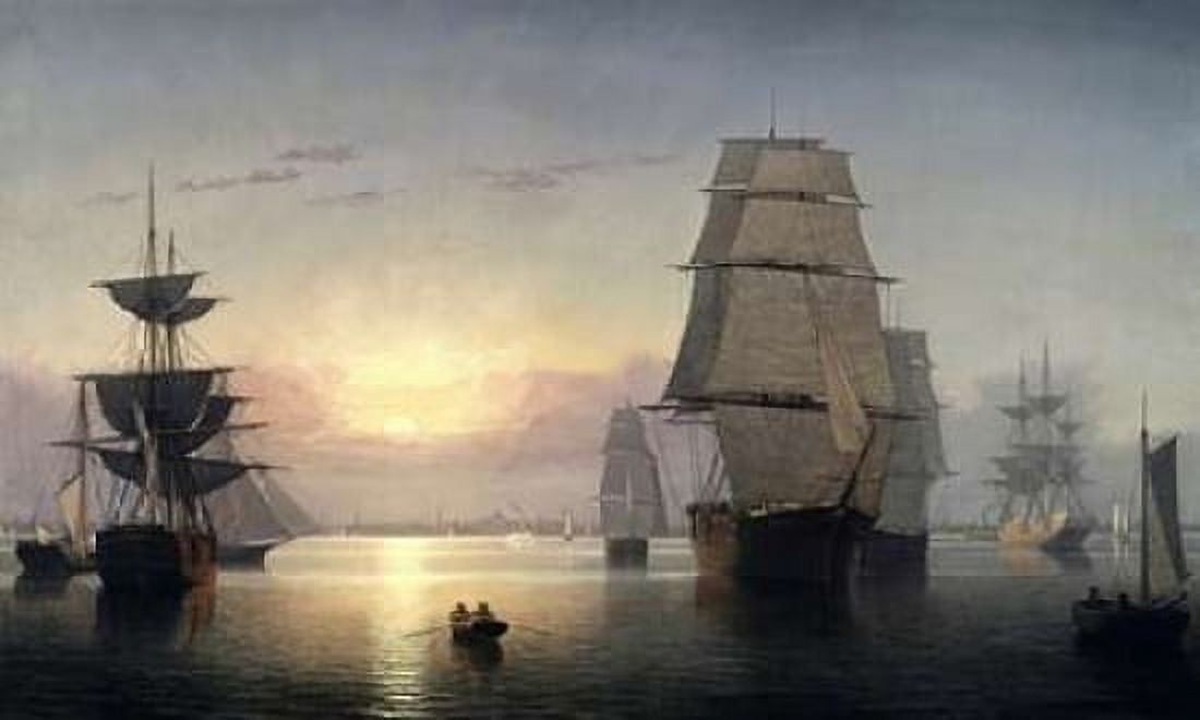 Boston Harbor Sunset Canvas Art - Fitz Hugh Lane (24 x 36)