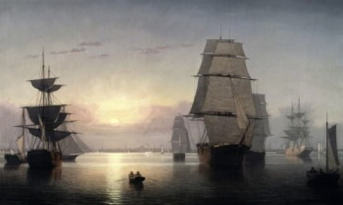 Boston Harbor Sunset ca1855 Fitz Hugh Lane (1804-1865 American) Oil on canvas Canvas Art - Fitz Hugh Lane (18 x 24)