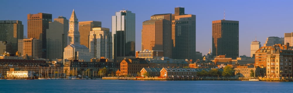 Boston Harbor from South Boston Sunrise Massachusetts Canvas Art - Panoramic Images (27 x 9)