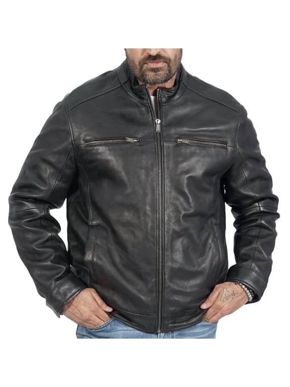 Bruce Classic Bomber Winter Leather Jacket for Men - Casual Black Genuine Leather Jacket Men