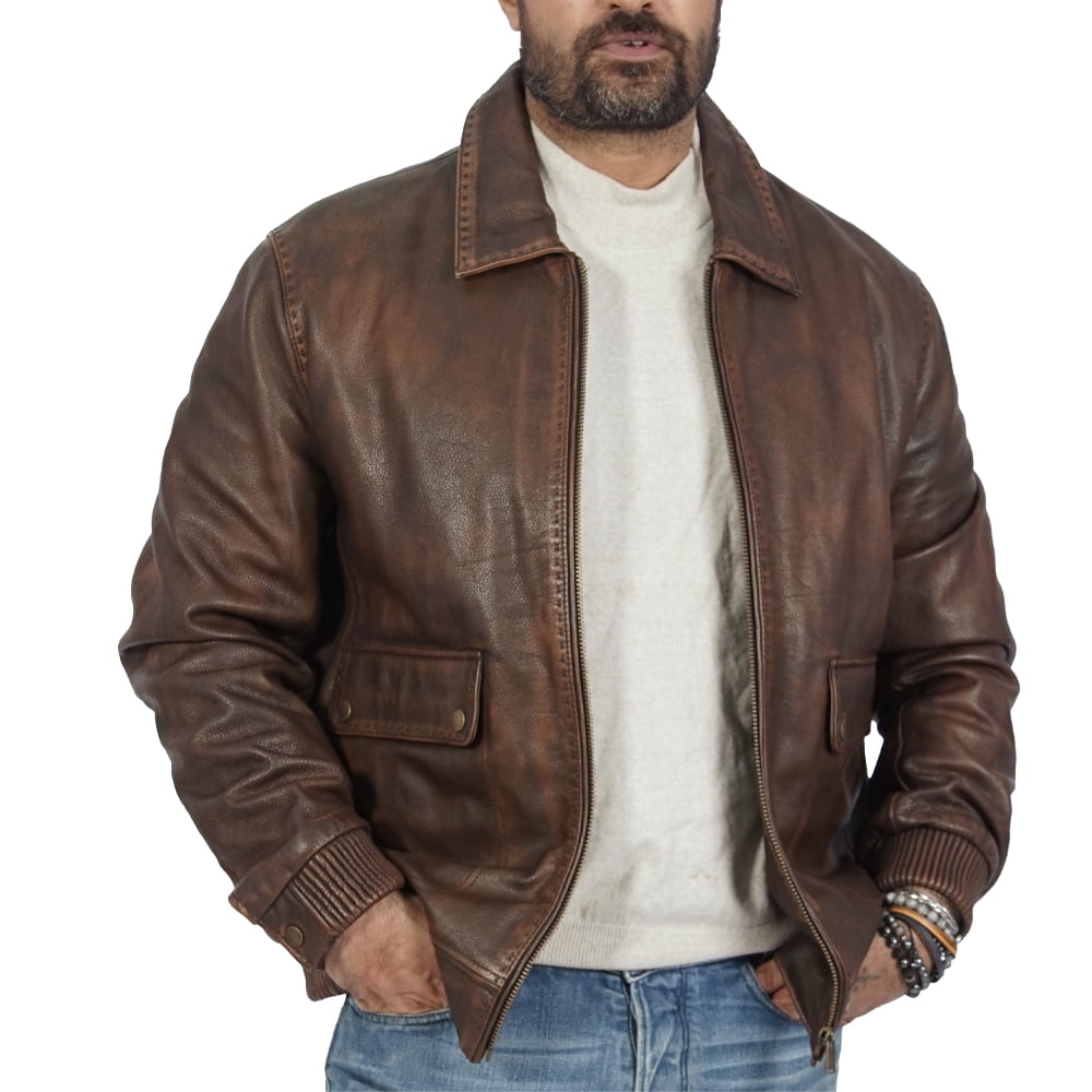 Boston Harbour Callister Vintage Bomber Dark Brown Leather jacket for ...