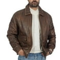 thumbnail image 1 of Boston Harbour Callister Vintage Bomber Mens Leather Motorcycle Jacket - Dark Brown Casual Winter Leather Jacket for Men, 1 of 7
