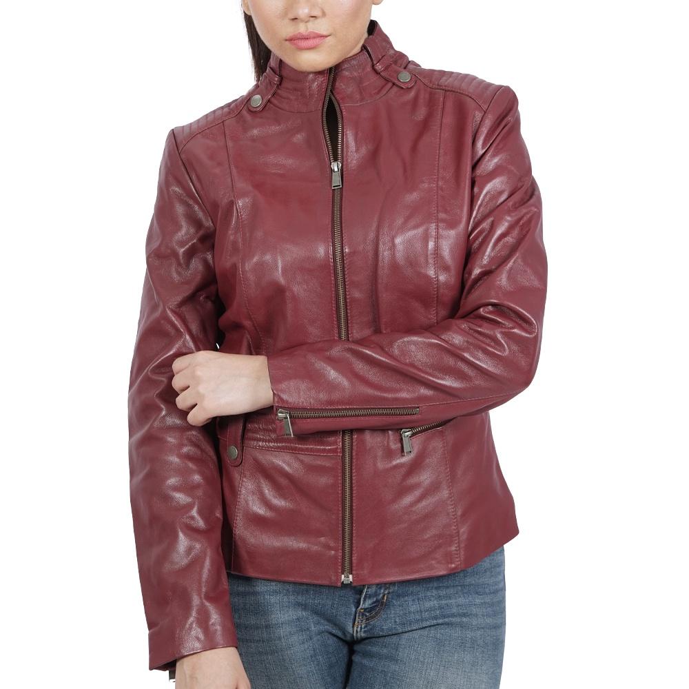 Boston Harbour Linda Biker Sheepskin Leather Jackets for Women, Sizes S ...