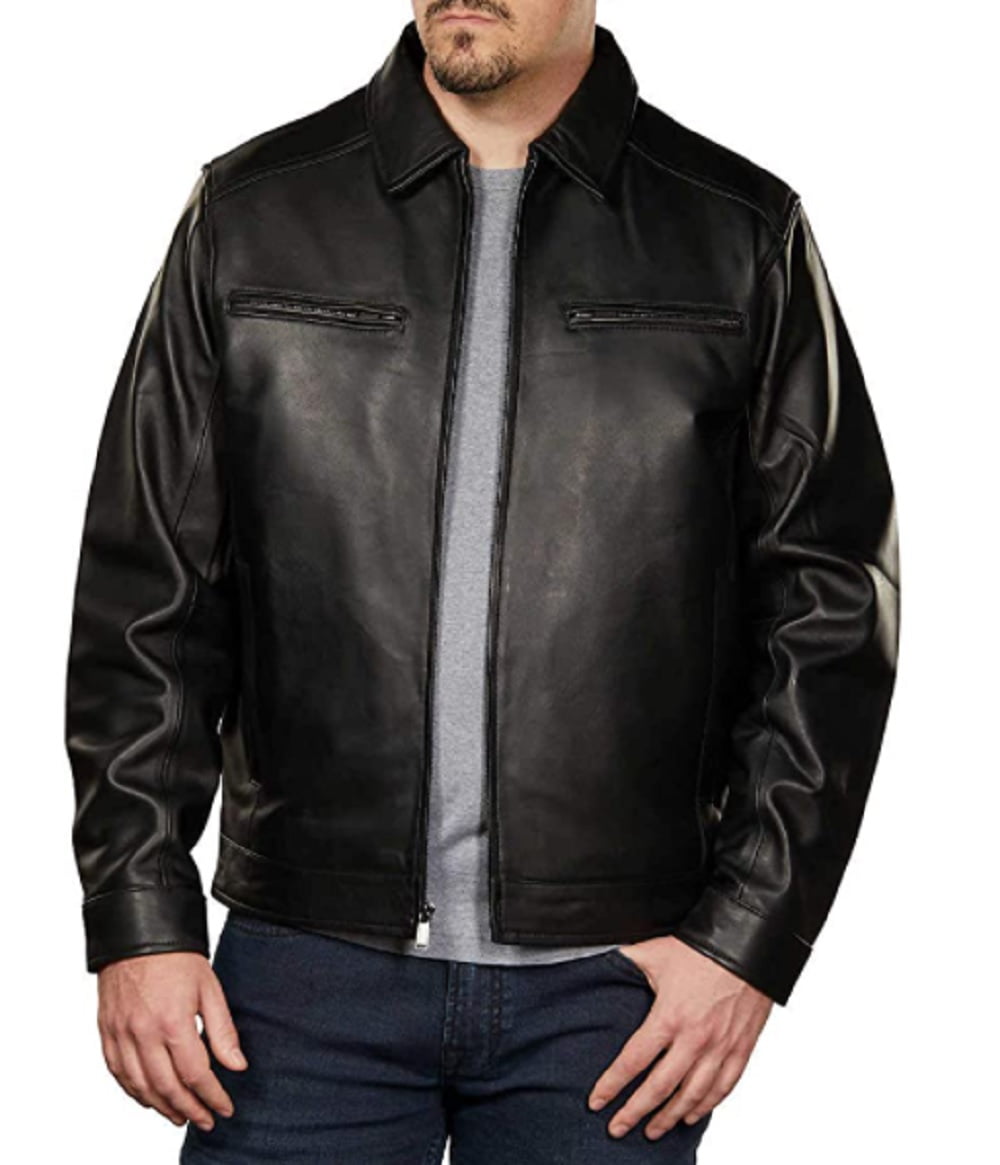 Boston Harbour Men s Leather Jacket Black Medium