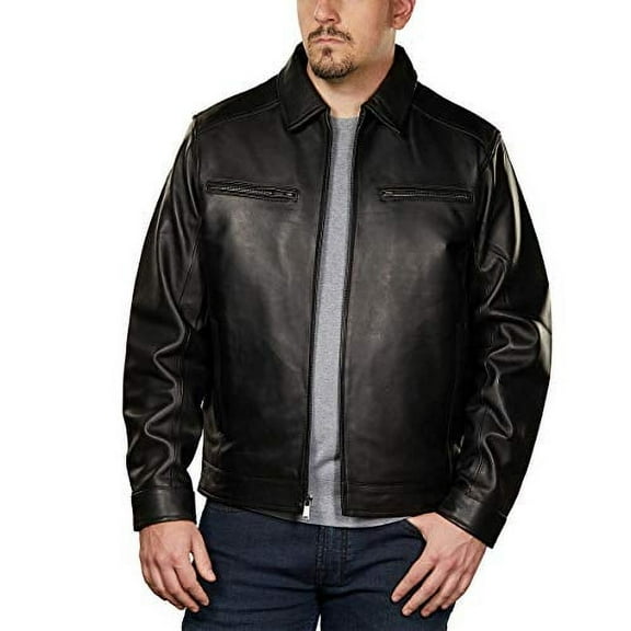 Boston Harbour 1.0 Men's Black New Zealand Lamb Leather Fashion Car Coat Jacket SFM1899 Large