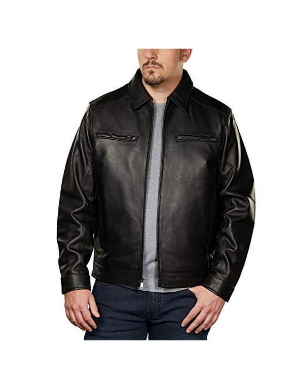 1.0 Men's Black New Zealand Lamb Leather Fashion Car Coat Jacket SFM1899 Large