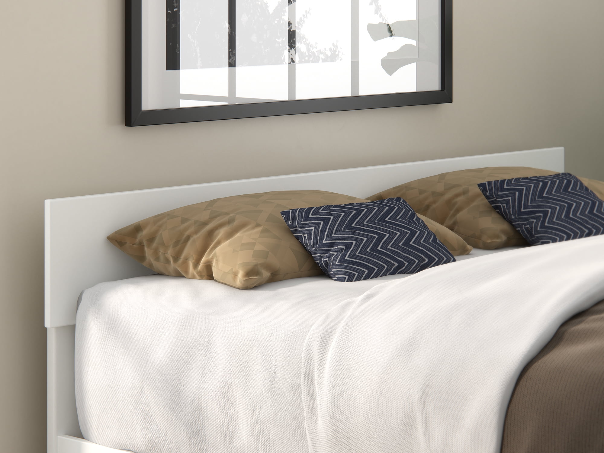 Boston White Wood Queen Panel Headboard
