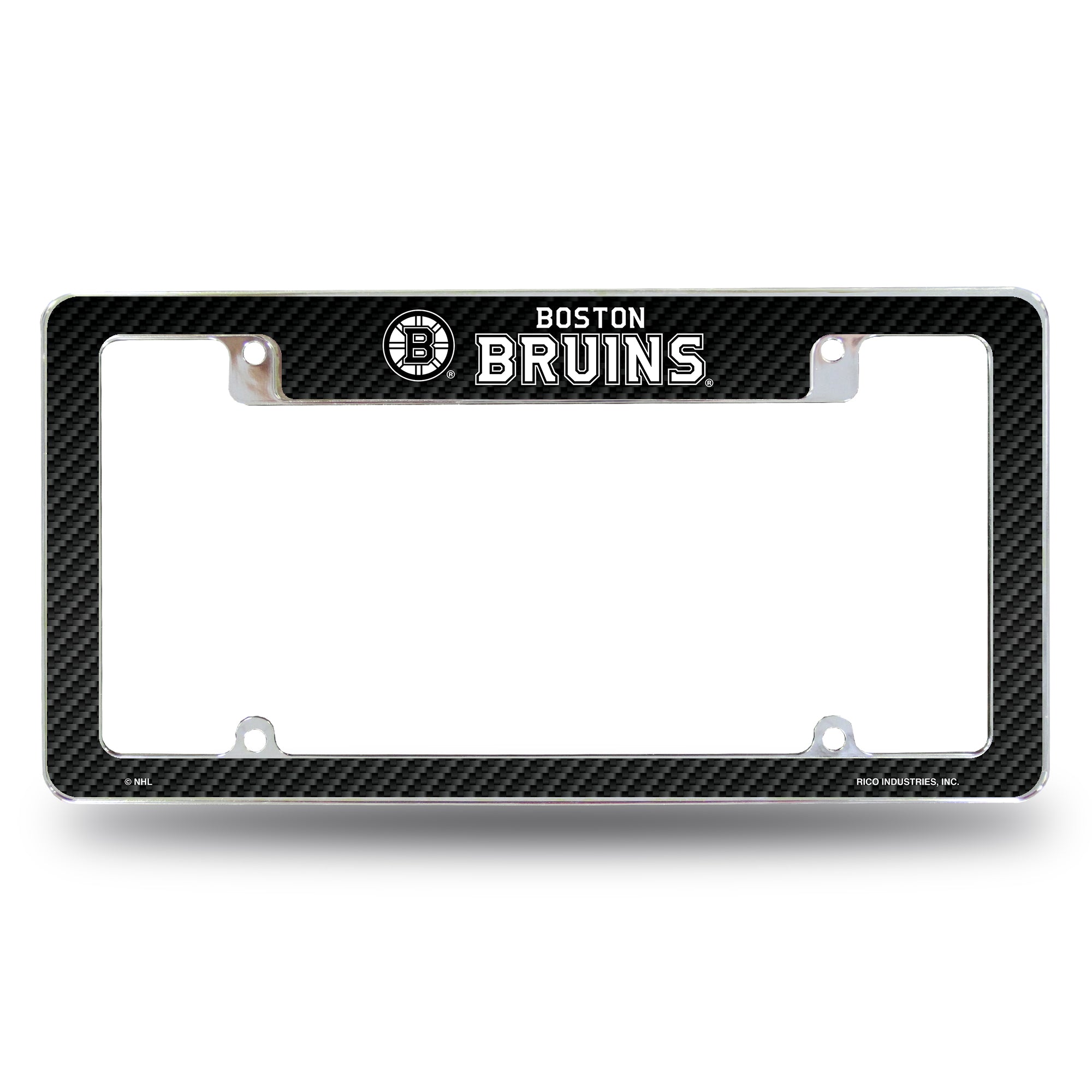 Boston Hockey Bruins Chrome Metal License Plate Frame Carbon Fiber