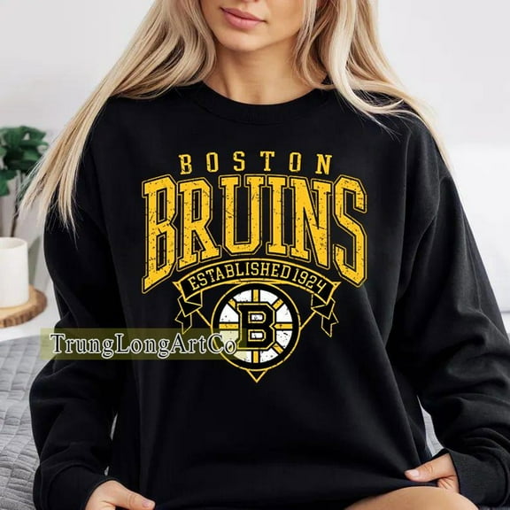 Boston Hockey Sweatshirt Crewneck, Vintage Bruins shirt, Boston Hockey Fan shirt, Hockey Tee, Bruins Sweatshirt,Black Color,Size XL