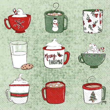 Boston International IHR Winter Holiday Christmas 3-Ply Paper Napkins, 20-Count Cocktail Size, Christmas Sippin