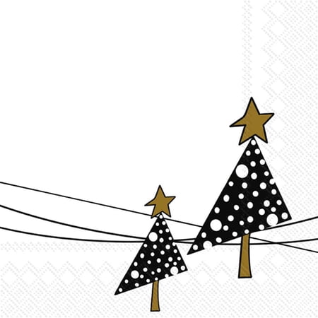 Boston International IHR Winter Holiday Christmas 3-Ply Paper Napkins, 20-Count Cocktail Size, Denise's Trees