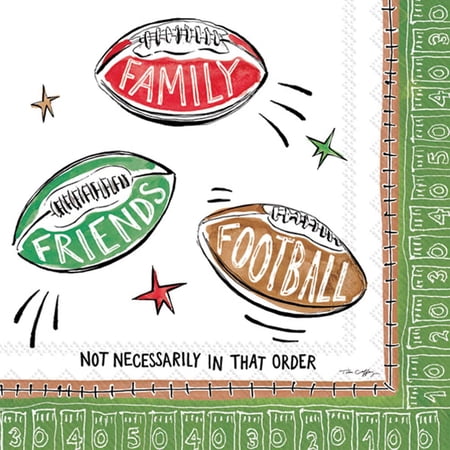 Boston International - 3-Ply 5" Cocktail Napkins - Family Friends Football