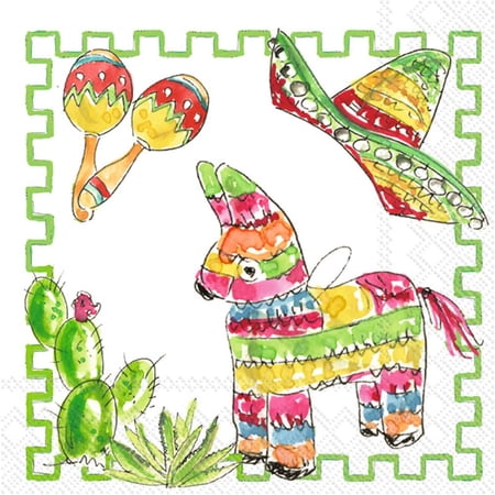Boston International - 3-Ply 5" Cocktail Napkins - Fiesta Pattern