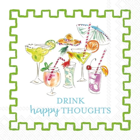 IHR Ideal Home Range 3-Ply Paper Napkins Rosanne Beck Collections, 20-Count Cocktail Size, Happy Thoughts