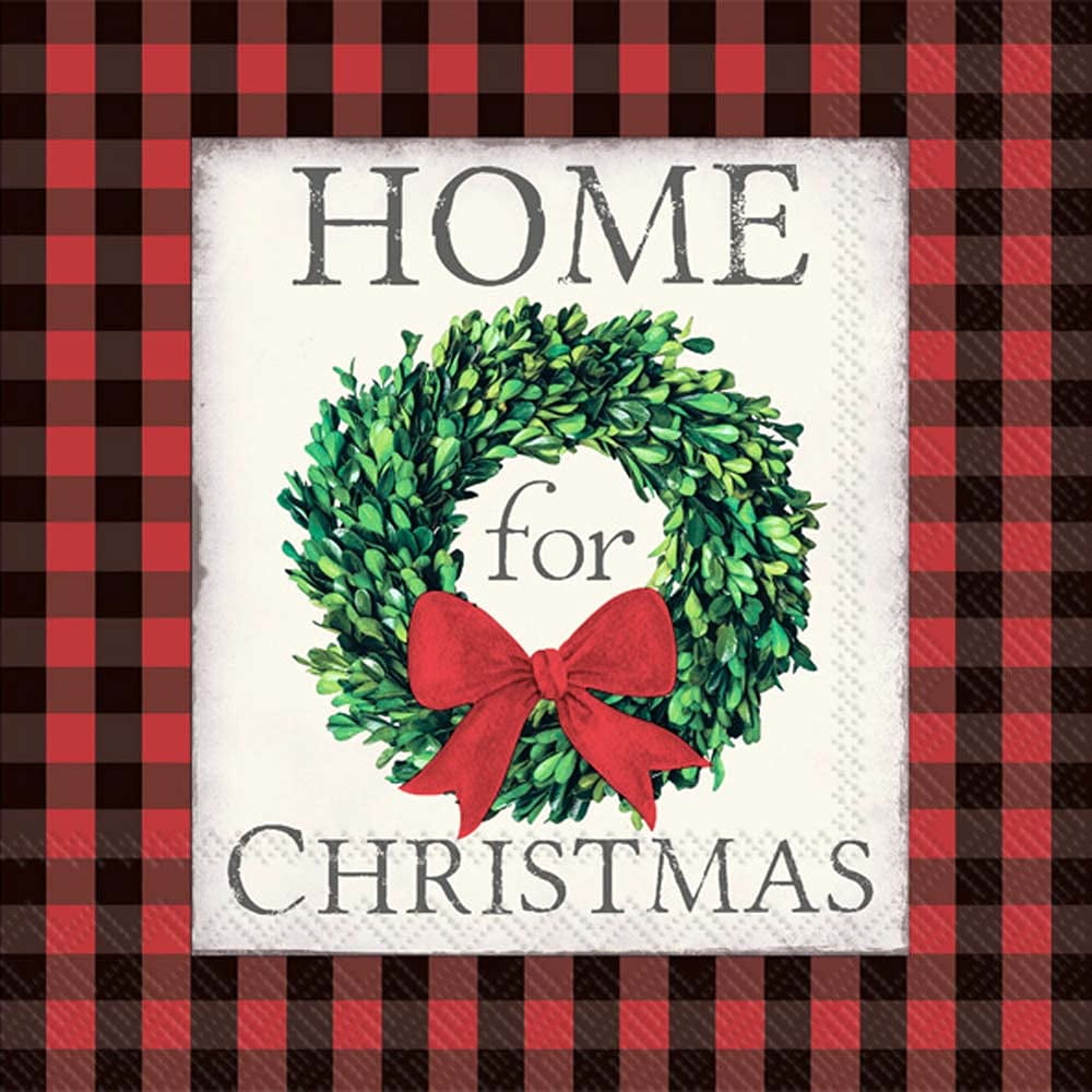 Home For Christmas 3-Ply Red and Green Cocktail Napkins