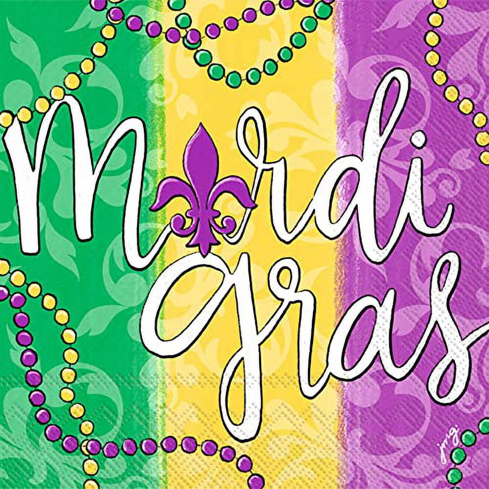 Boston International Mardi Gras Beads Cocktail Napkin