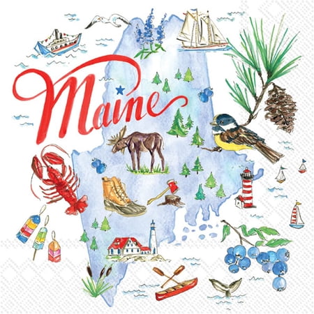 Boston International - 3-Ply 5" Cocktail Napkins - State Collection - Maine