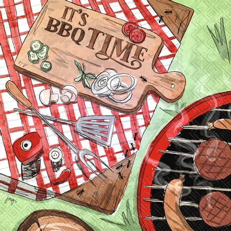 Boston International - 3-Ply 6.5" Lunch Napkins - BBQ Time