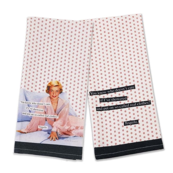 Boston International Anne Taintor Cotton Kitchen Dishcloth Tea Towels, Set of 2, 28 x 18-Inches, Real Clothes