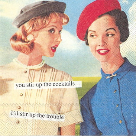 Boston International Anne Taintor Paper Napkins, 20-Count Cocktail Size, Stir Up