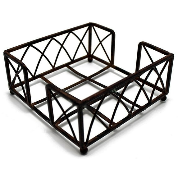 Boston International Arch Design Cocktail Napkin Holder Caddy, 5.25 x 5.25-Inches, Aged Chestnut