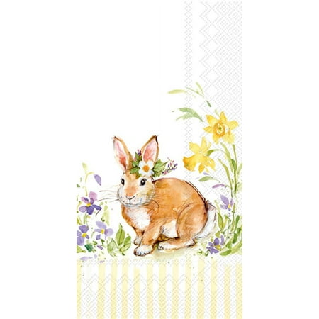 Boston International IHR 3-Ply Guest Towel Buffet Paper Napkins, 8.5 x 4.5-Inches, Lovely Bunny Yellow