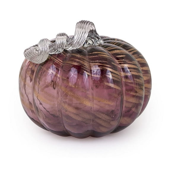 Boston International Decorative Tabletop Glass Pumpkin, 8.5 x 7-Inches, Mellow Mauve