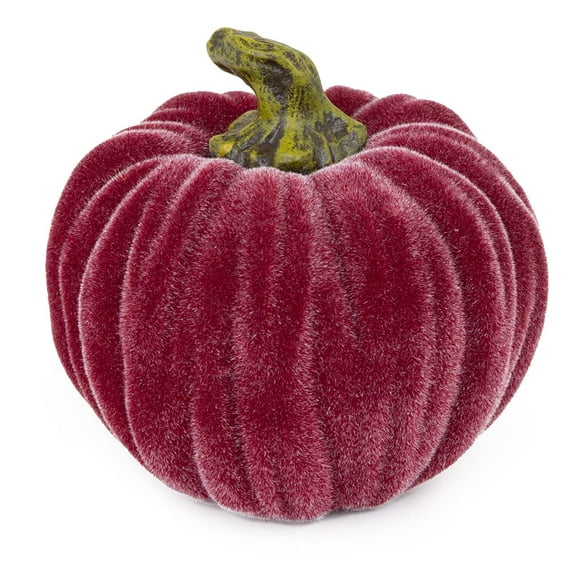 Boston International Decorative Tabletop Velvet Pumpkin, 3 x 3-Inches, Burgundy