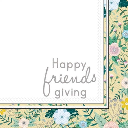 Boston International IHR 3-Ply Cocktail Paper Napkins, Happy Friendsgiving, 20ct