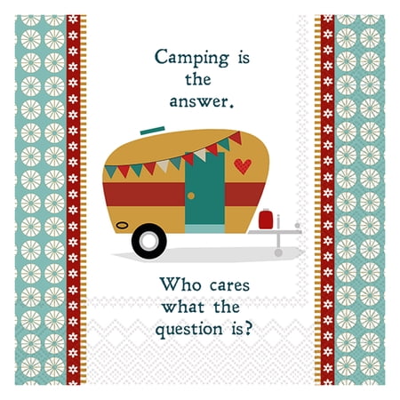 Boston International IHR Cocktail Beverage Paper Napkins, 20-Count, 5 x 5-Inches, Camping is The Answer