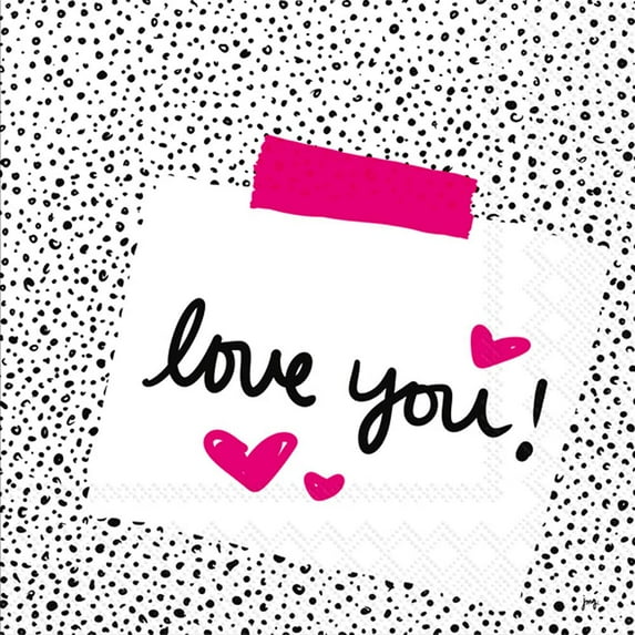 Boston International L948900 Paper Lunch Napkins Pack of 20 - Love Note - case of 3