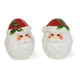 thumbnail image 1 of Boston International Holiday Ceramic Salt & Pepper Shakers, 2.5 x 3-Inches, Holly & Ivy Santa, 1 of 2