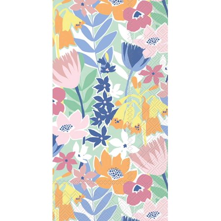 Boston International IHR 3-Ply Guest Towel Buffet Paper Napkins, 8.5 x 4.5-Inches, Flower Collage Light Green