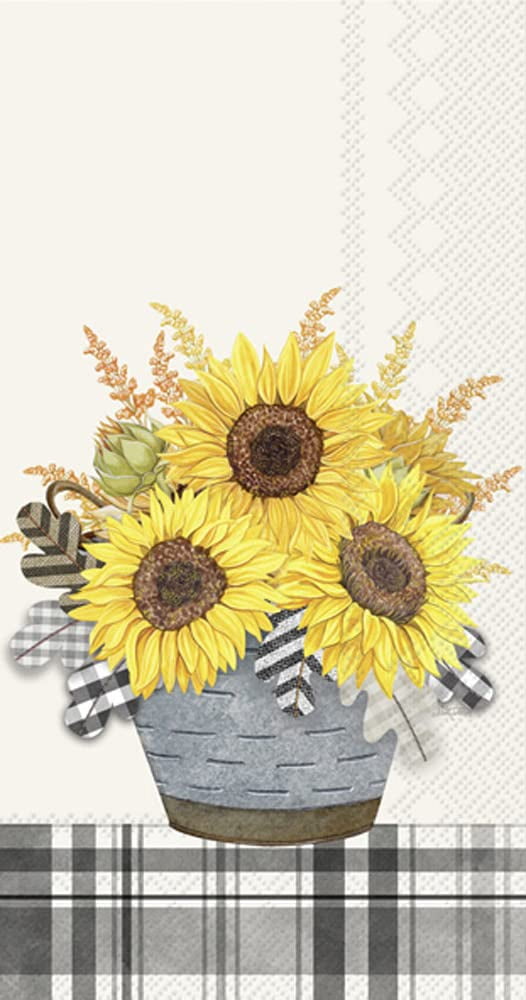 Boston International IHR Papierservietten – 16 Stück, Sonnenblumen-Motiv, 3-lagig, 21,6x11,4 Cm