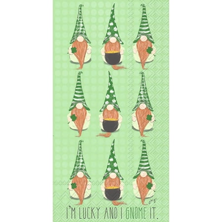 Boston International IHR 3-Ply Paper Napkins Everyday Designs, 16-Count Guest Size, Lucky Gnomes