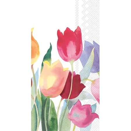 Boston International IHR 3-Ply Guest Towel Buffet Paper Napkins, 8.5 x 4.5-Inches, Powerful Tulips