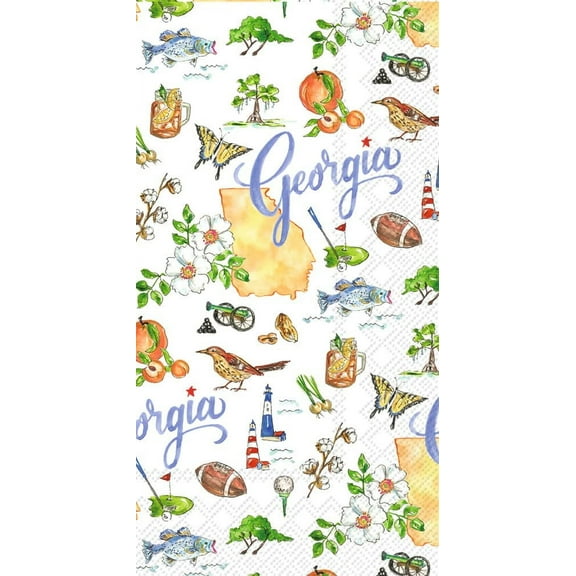 Boston International Rosanne Beck State Collection IHR 3-Ply Guest Towel Buffet Paper Napkins, 16-Count, Georgia