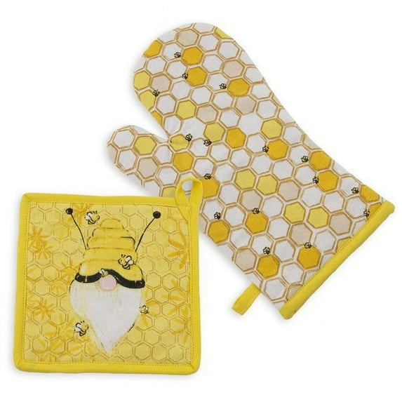 Boston International URB22292 Bee Gnome Oven Mitt & Pot Holder, Set of 2