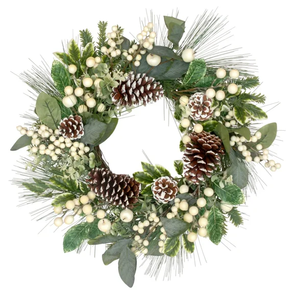 Boston International Wreath - Pinecones and White Berries (JSM25524)